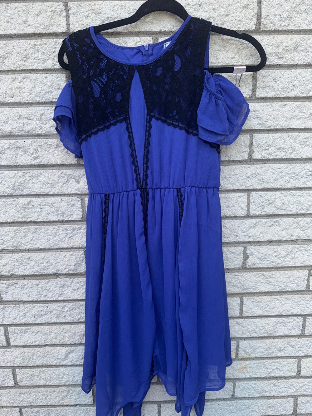 Disney Royal Blue Dress with Black Lace Accent